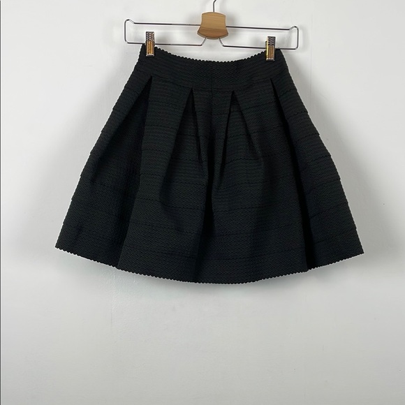 Express Flared High Waist Textured Women's XS Elegant Black Pleated Party Skirt - Picture 4 of 7